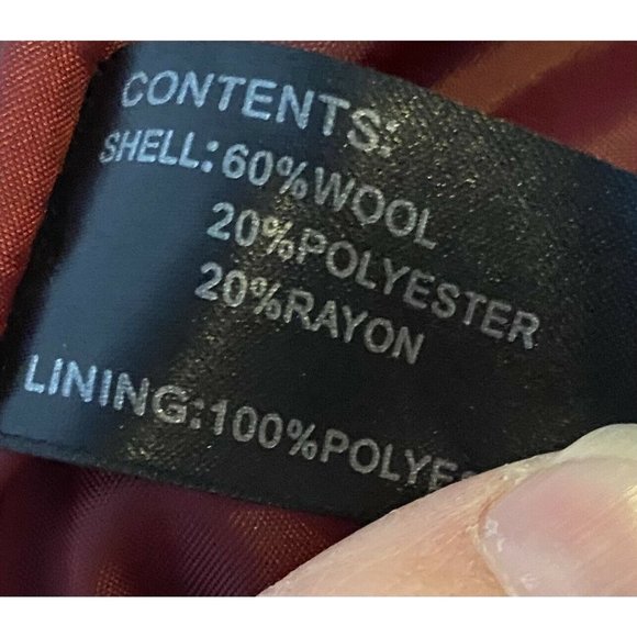 Collection by Gallery Coat Sz Medium Red Wool Blend Button Pea Coat Mid-Length - Picture 5 of 6